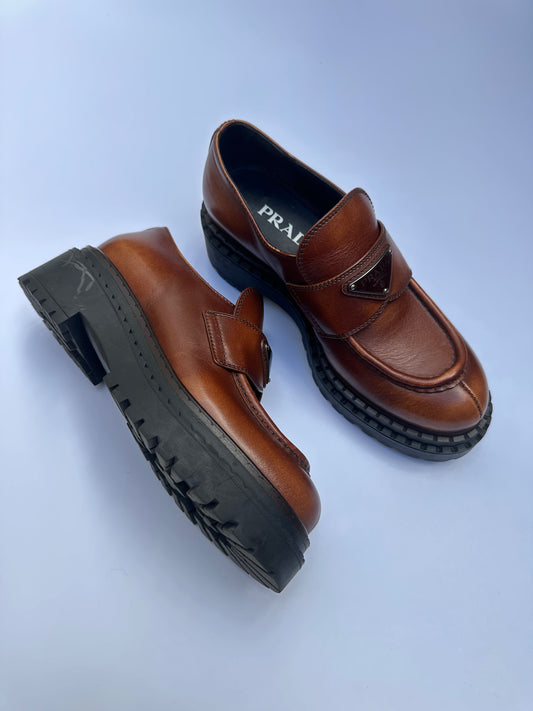 Prada Brown Chunky Loafers Size 35.5