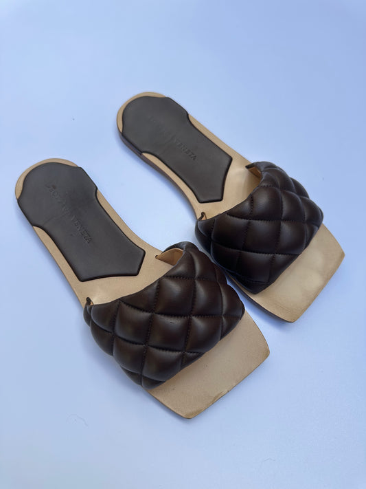 Bottega Veneta Brown Padded Slides Size 37