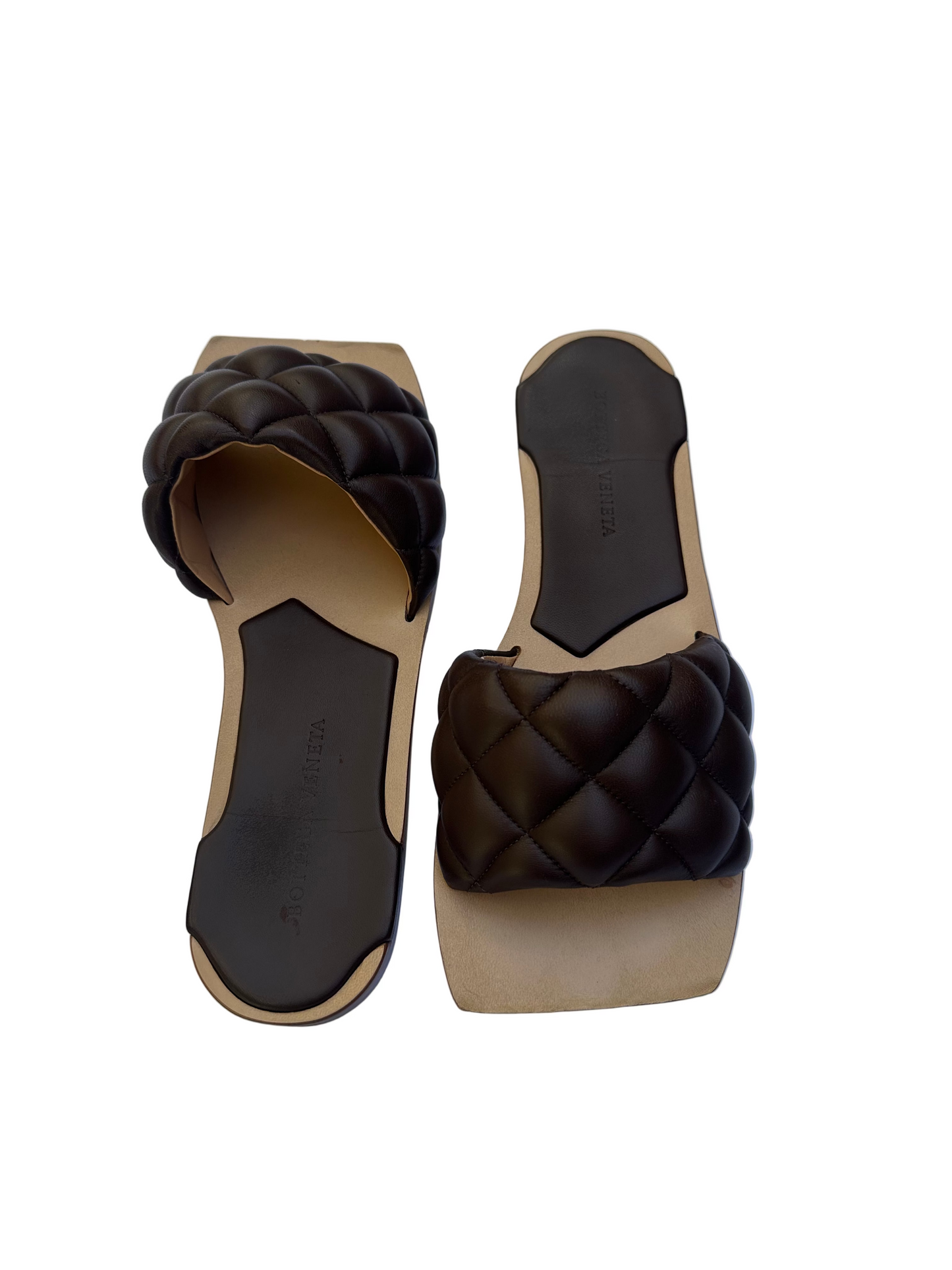 Bottega Veneta Brown Padded Slides Size 37