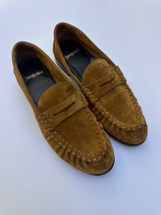 YSL Brown Suede Loafers Size 41