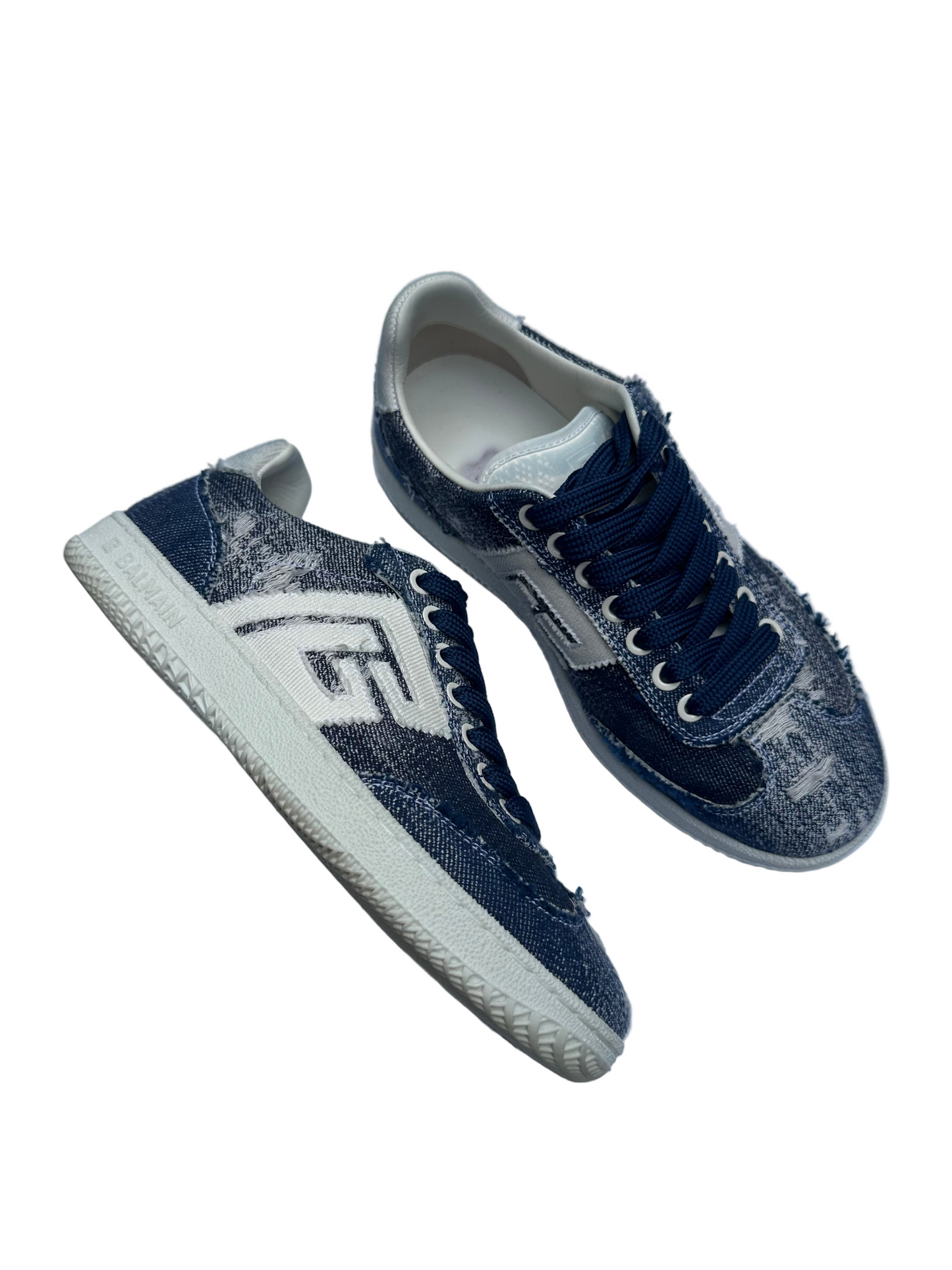 Balmain Blue Denim Sneakers Size 38