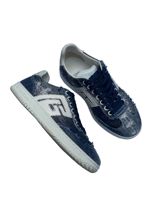 Balmain Blue Denim Sneakers Size 38