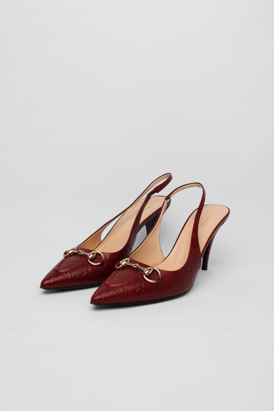Gucci Horsebit Burgundy Slingbacks Size 39