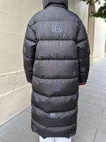 Chanel Black Logo Puffer Coat Size 38