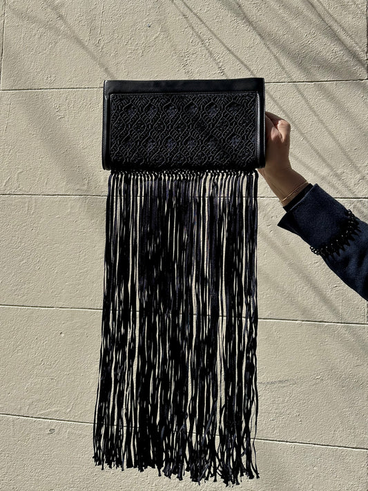 The Row Black Fringe Clutch Bag