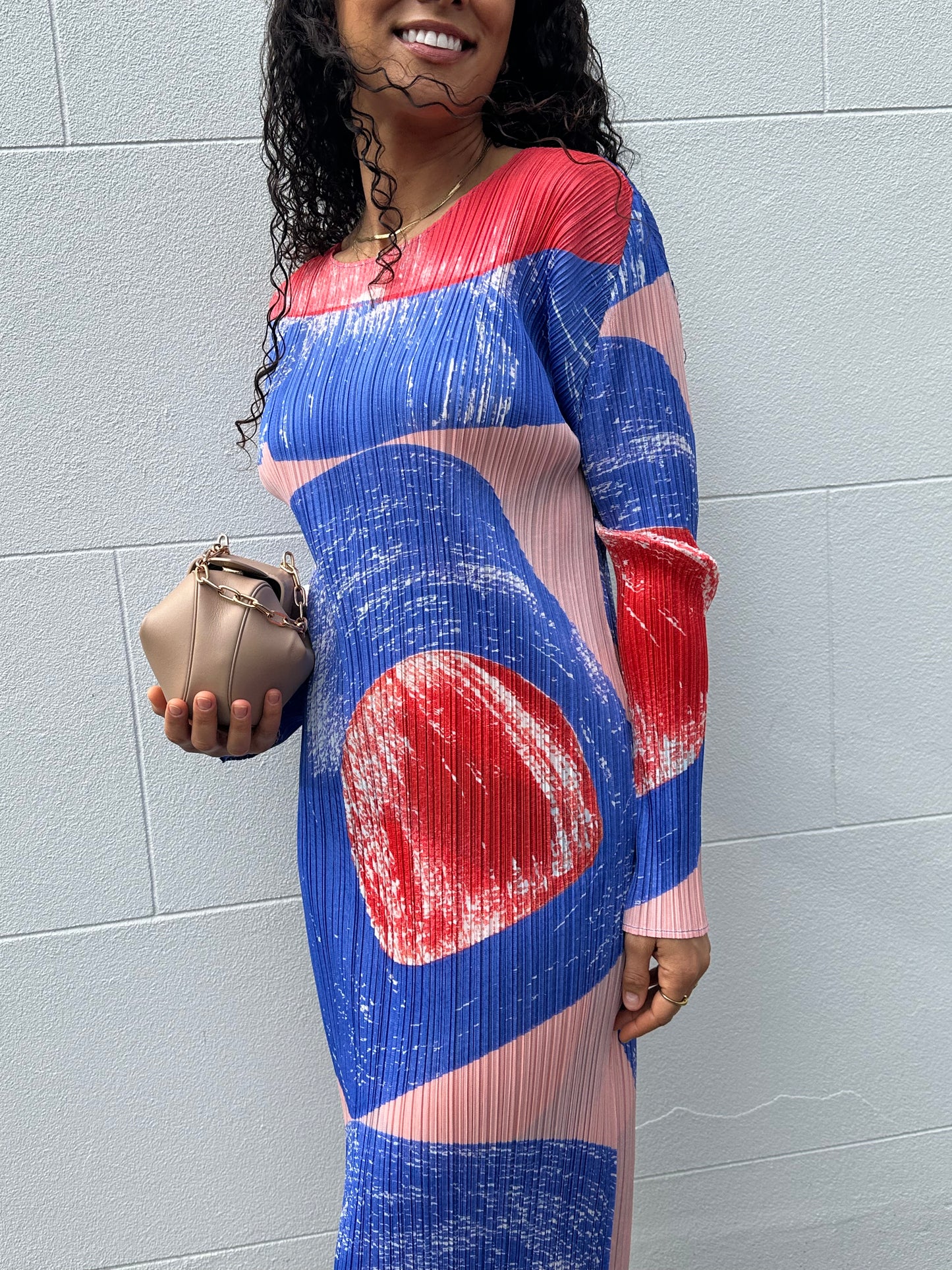 Pleats Please Red/Blue Dress Size M/L