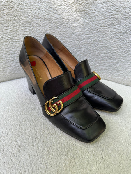 Gucci Leather Logo Heels Size 39.5