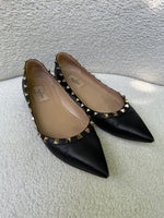 Valentino Rockstud Black Flats Size 39