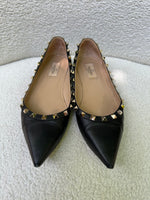 Valentino Rockstud Black Flats Size 39