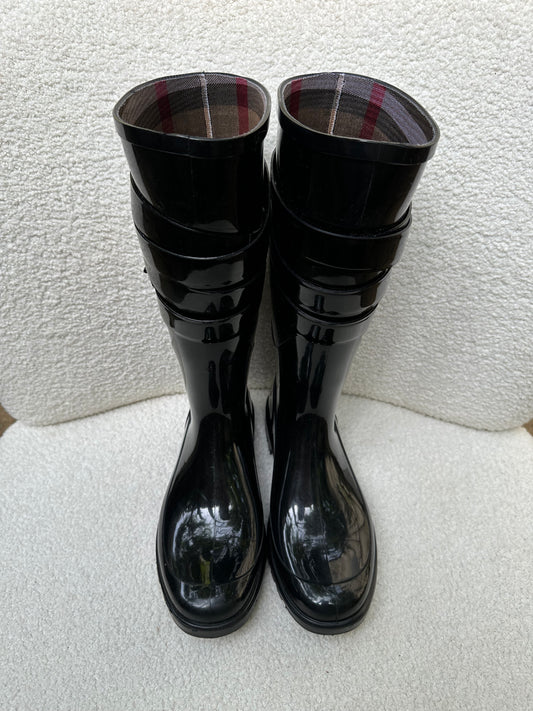 Burberry Black Gumboots Size 37