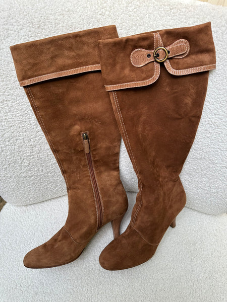 Moschino Brown Suede Boots Size 38.5