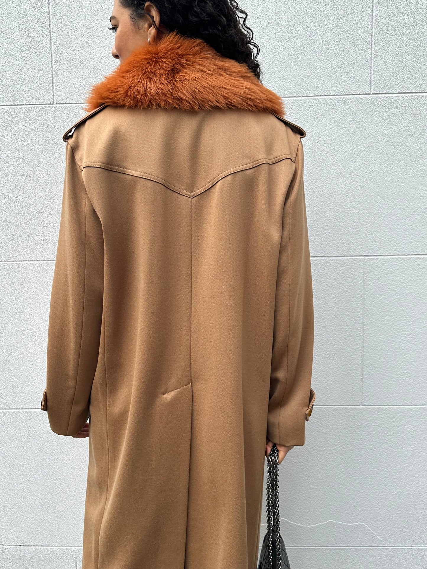 Paul Smith Camel Fur Trim Coat Size 41