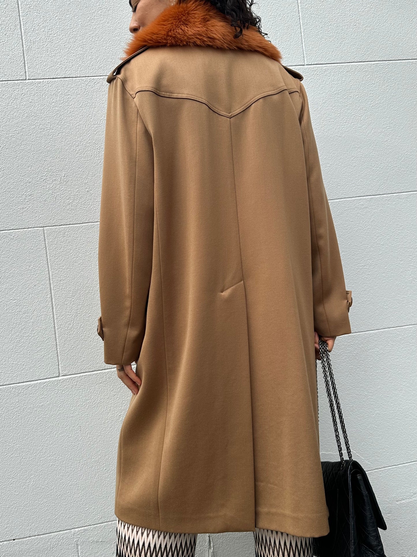 Paul Smith Camel Fur Trim Coat Size 41