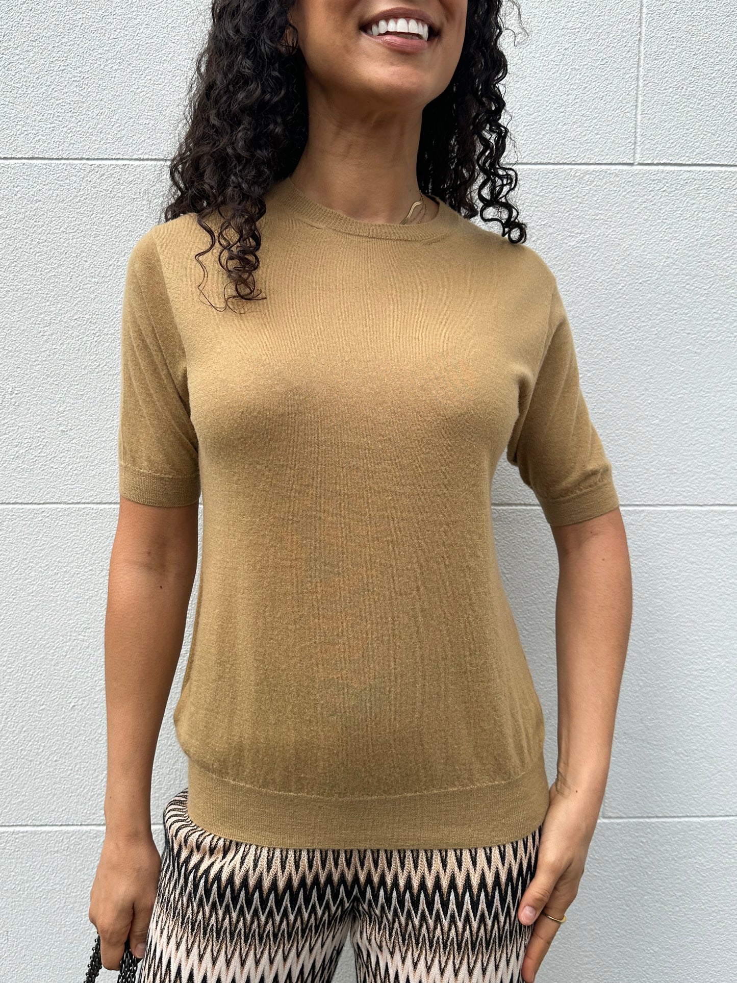 Prada Camel Short Fine Knit Size 38