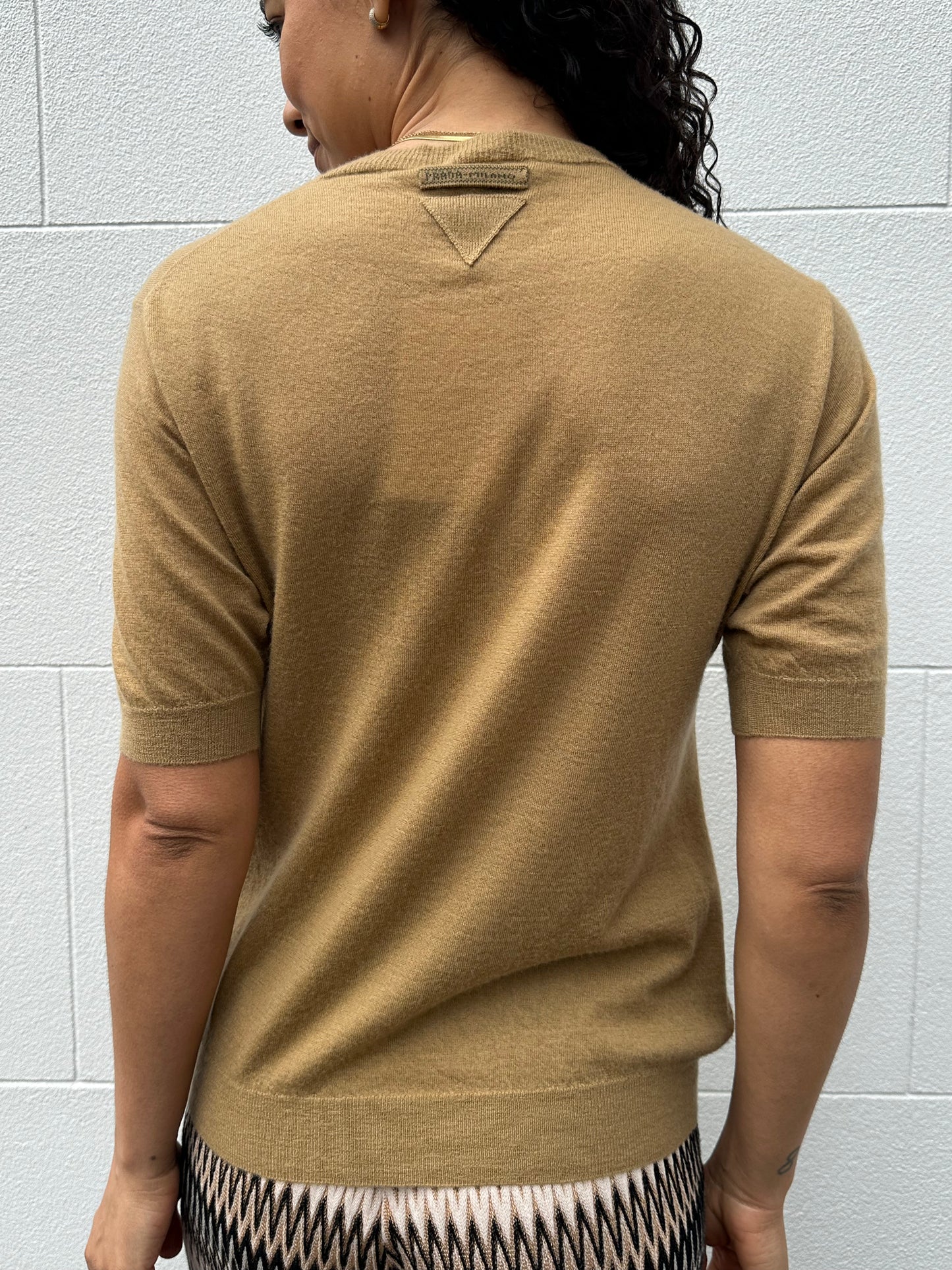 Prada Camel Short Fine Knit Size 38