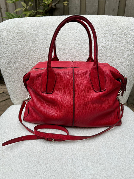 Tods Red Leather Bag