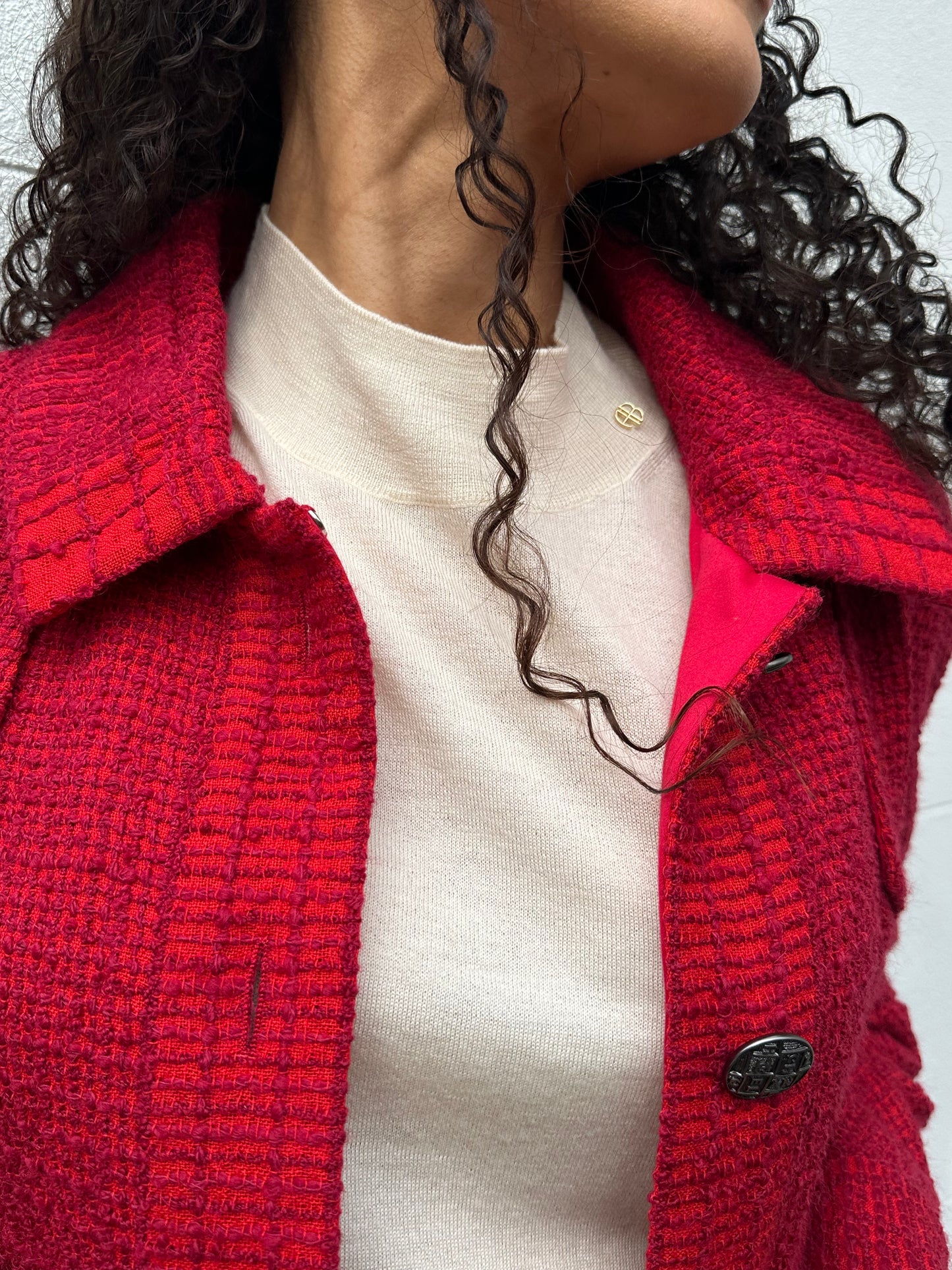 Chanel Tweed Red Jacket Size 34