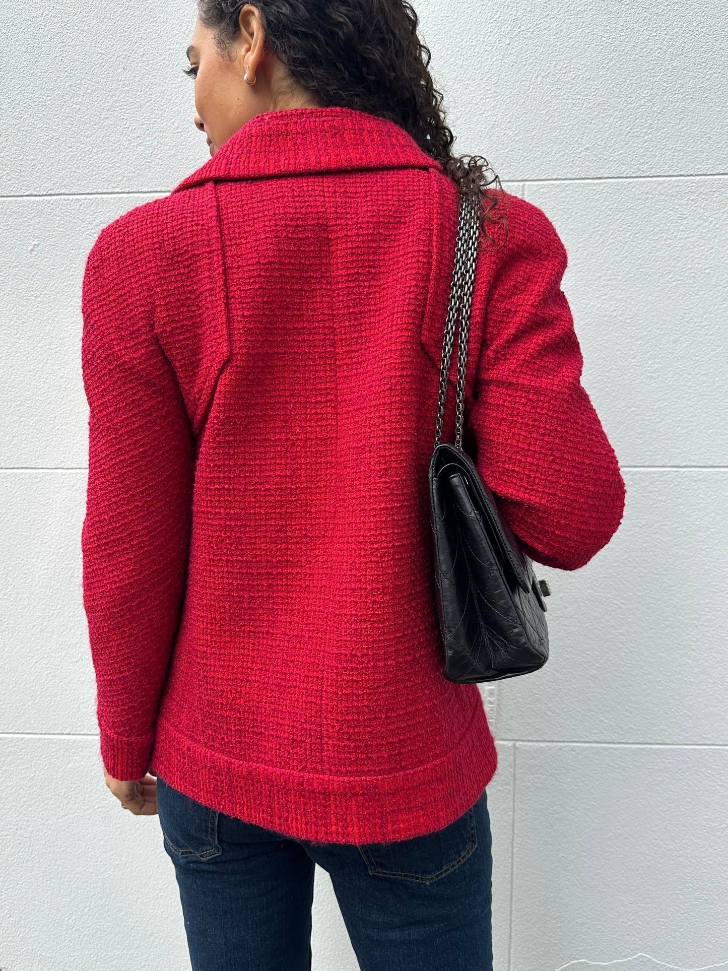 Chanel Tweed Red Jacket Size 34