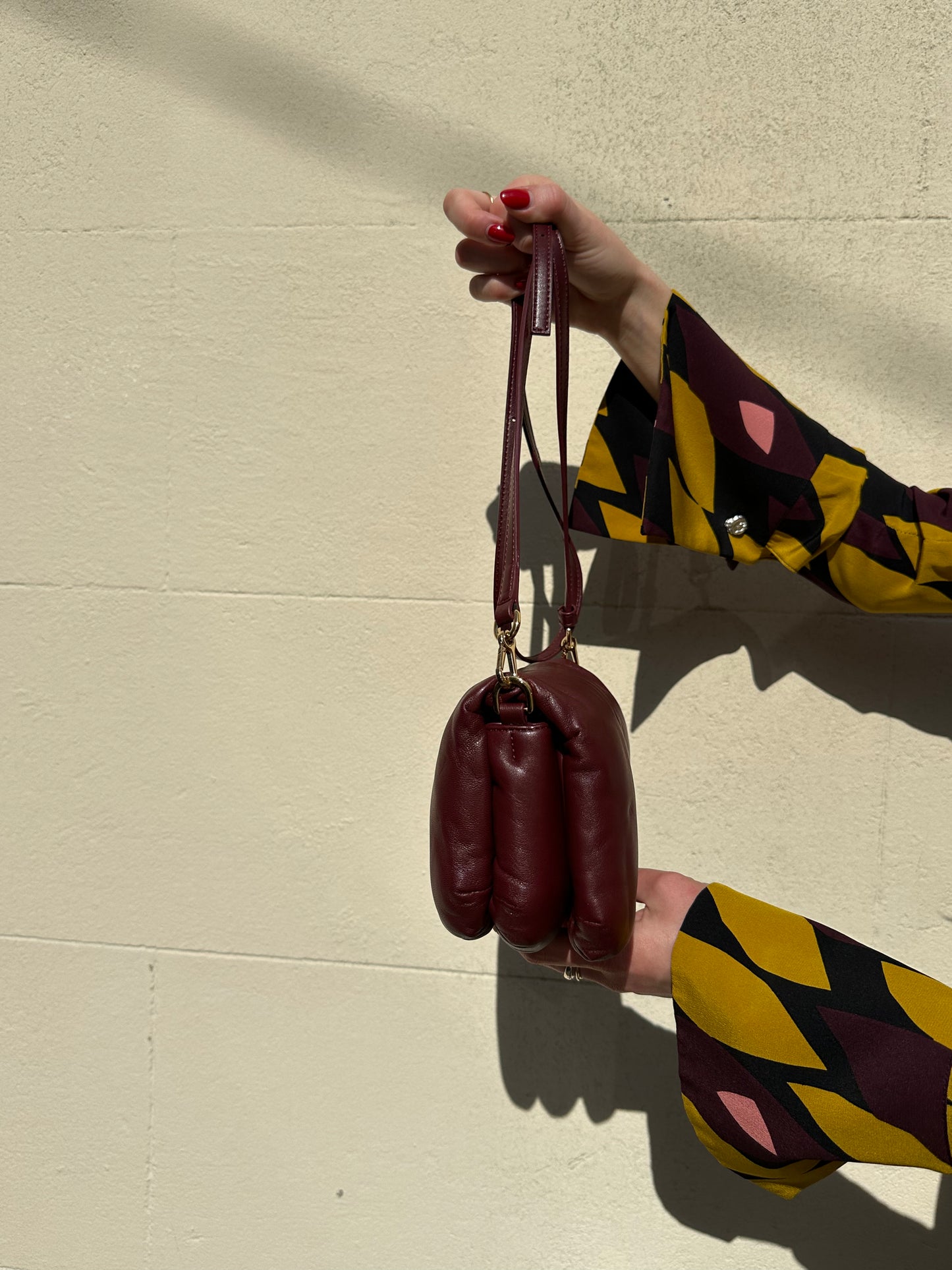 Loewe Burgundy Mini Puffer Goya Crossbody / Clutch Bag