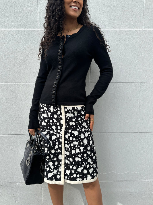Chanel Black/White Spot Skirt Size 36