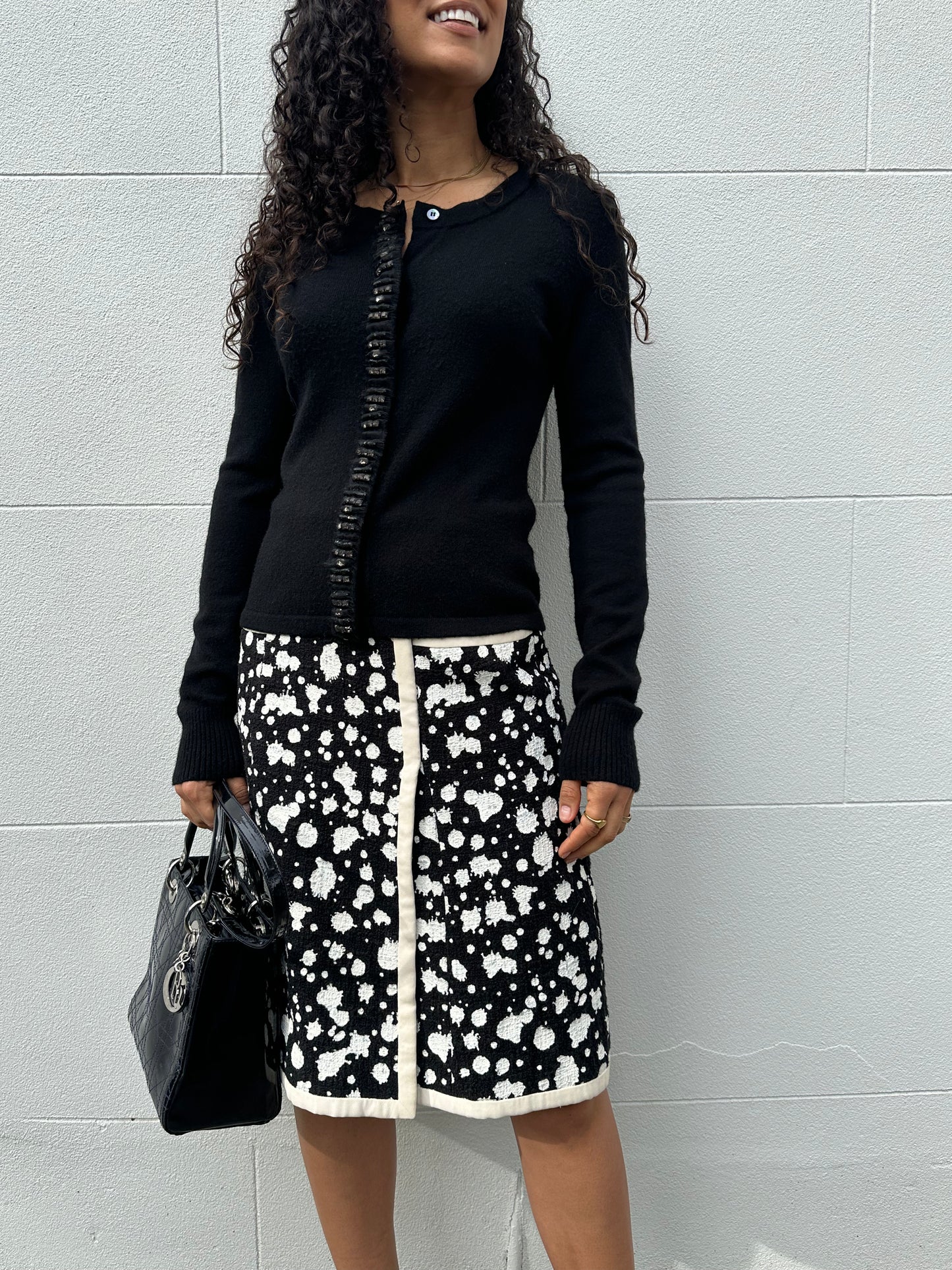 Chanel Black/White Spot Skirt Size 36