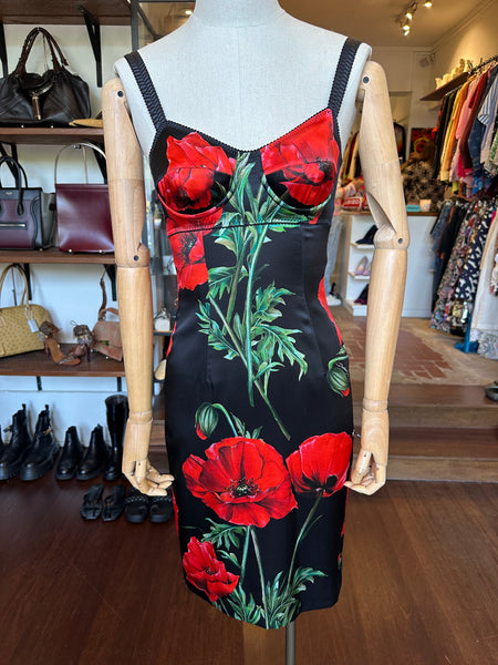 Dolce & Gabbana Red Rose Corset Dress Size 38