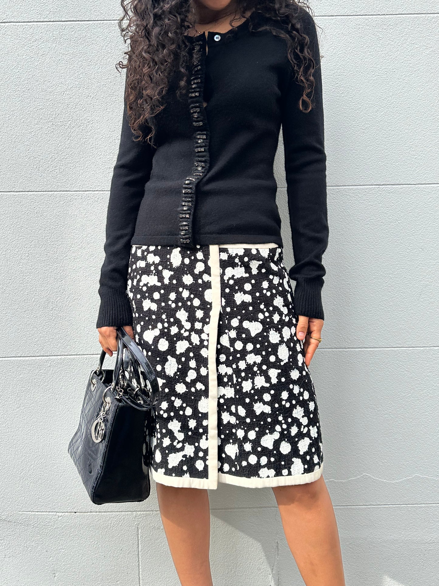 Chanel Black/White Spot Skirt Size 36