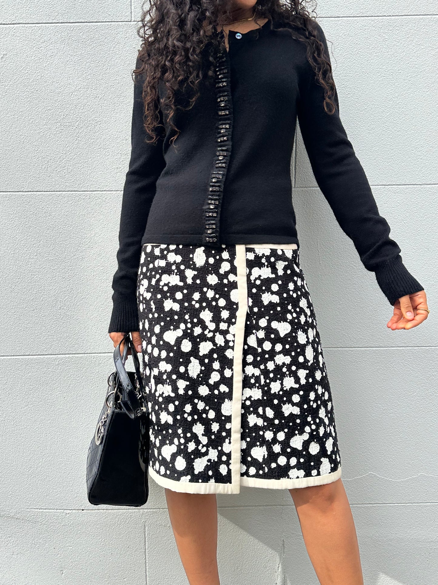Chanel Black/White Spot Skirt Size 36