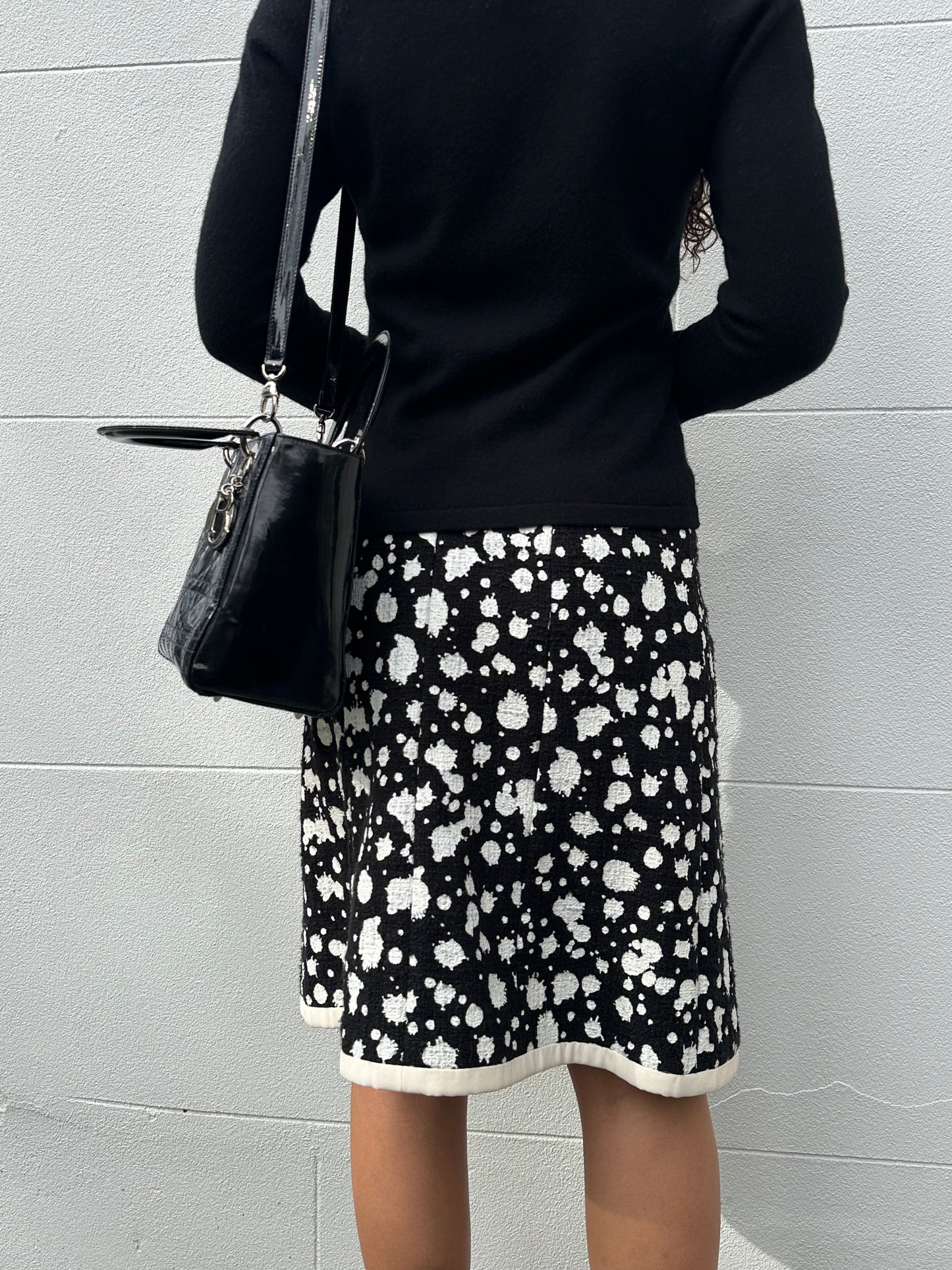 Chanel Black/White Spot Skirt Size 36