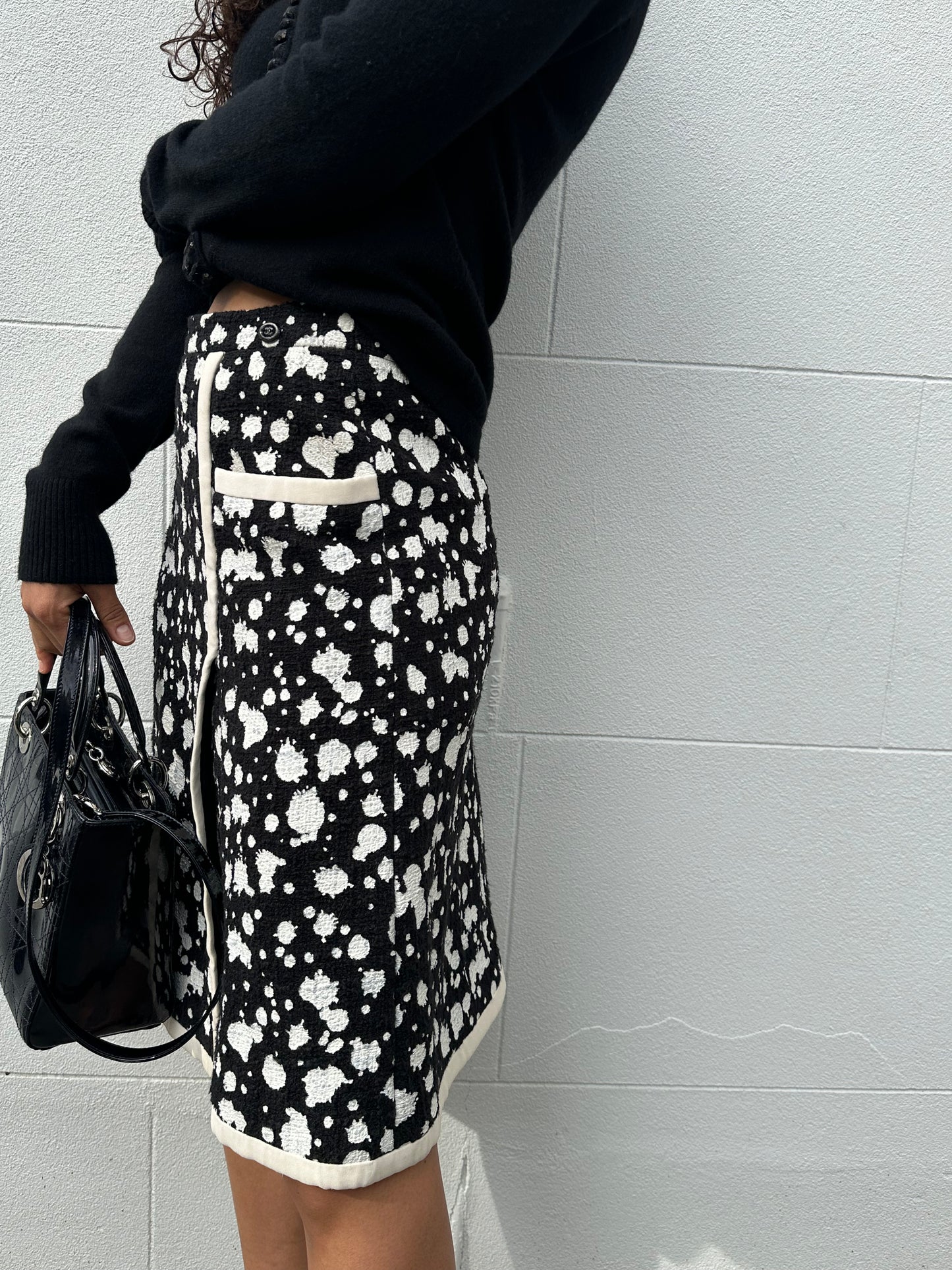 Chanel Black/White Spot Skirt Size 36