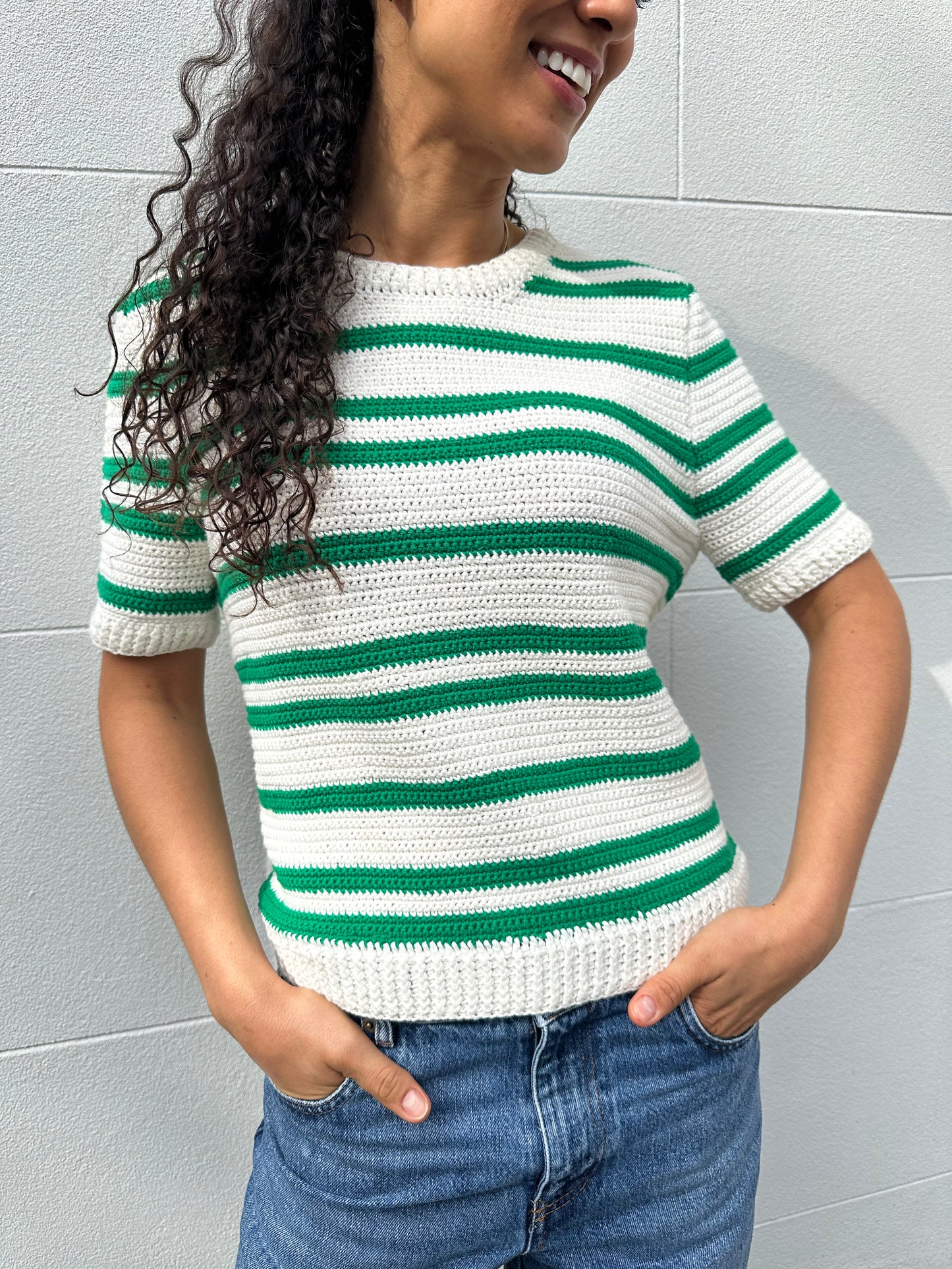Bassike Green Stripe Knit Size 1