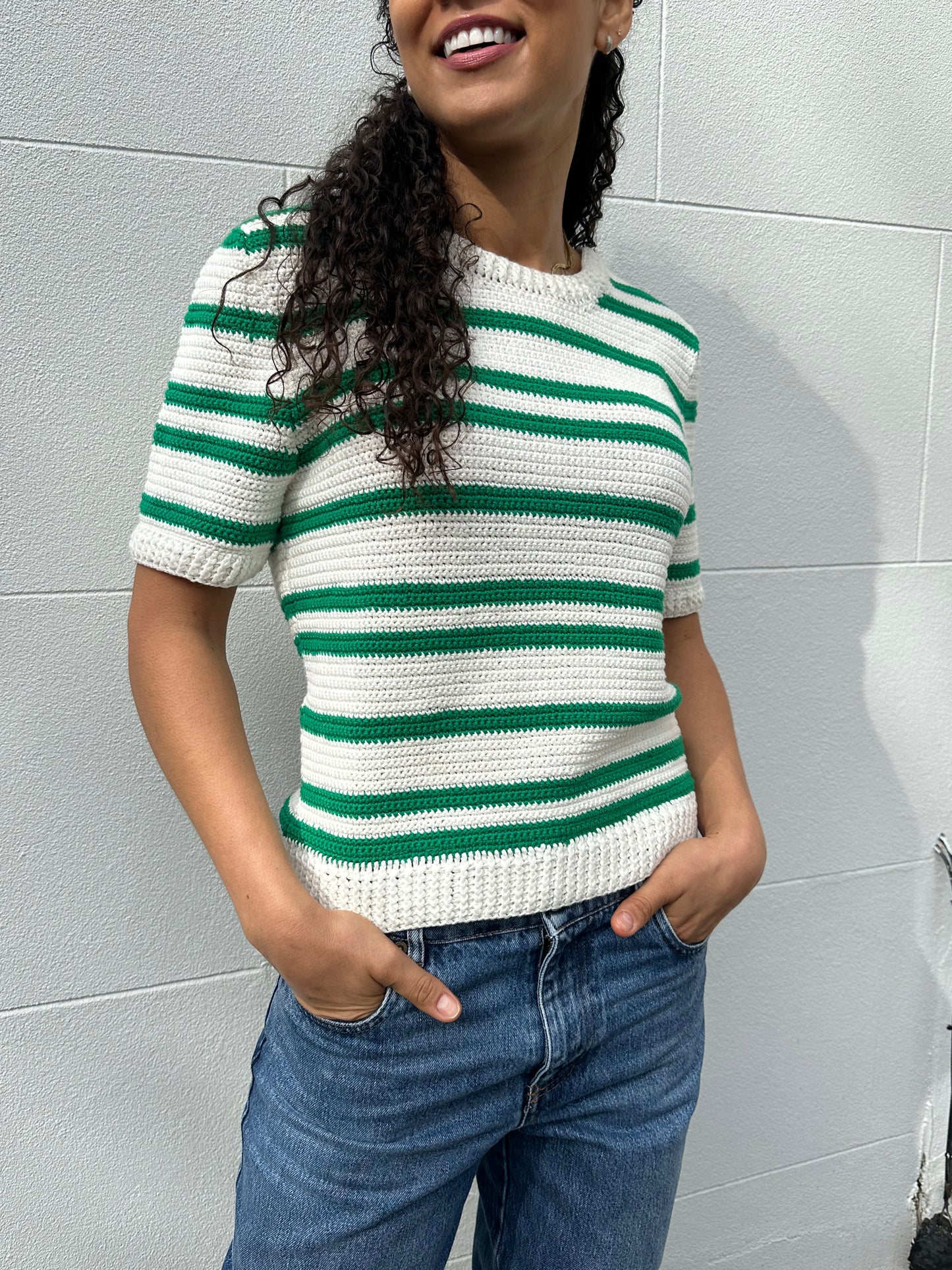Bassike Green Stripe Knit Size 1