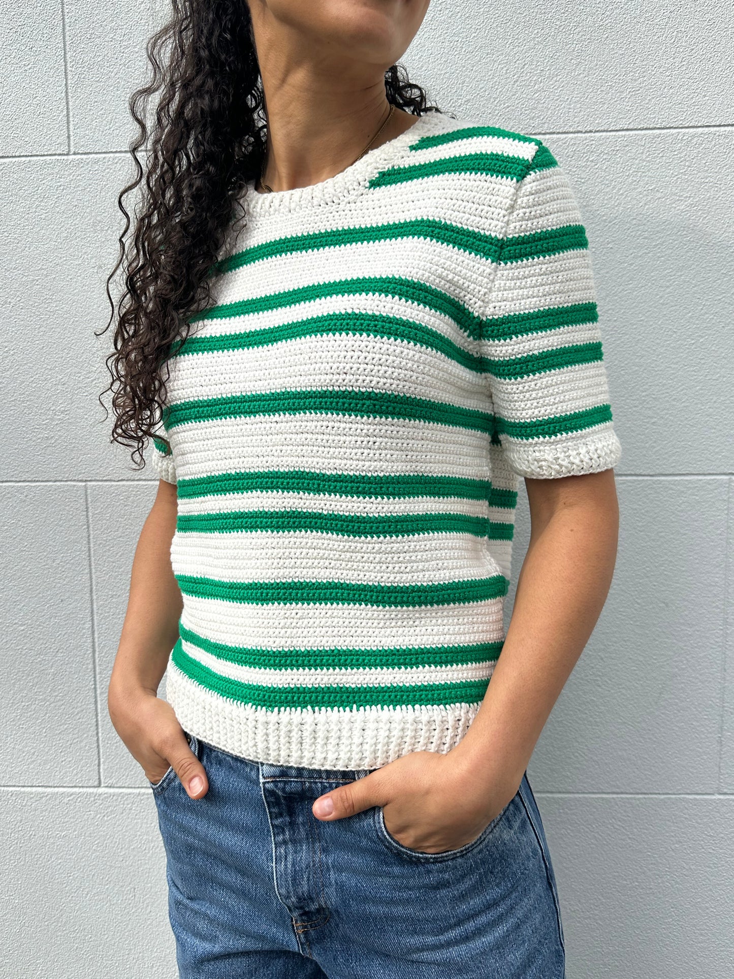 Bassike Green Stripe Knit Size 1