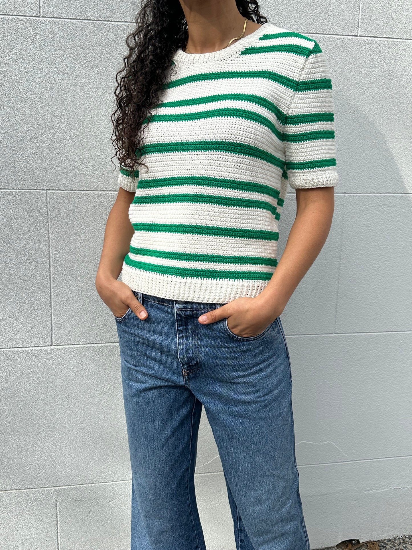 Bassike Green Stripe Knit Size 1
