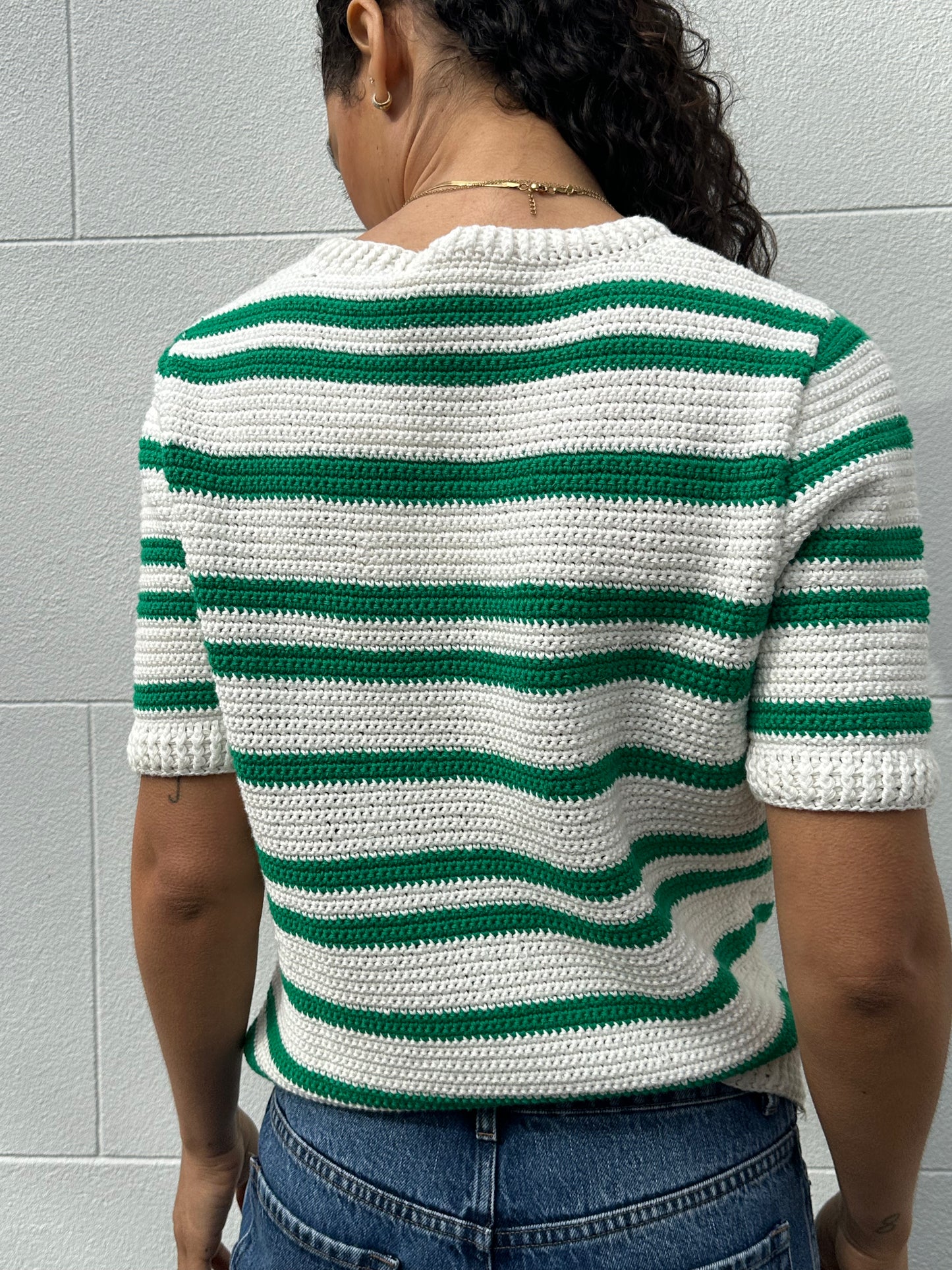Bassike Green Stripe Knit Size 1