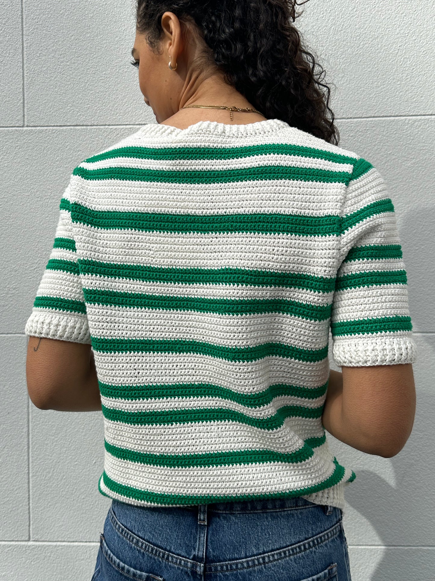 Bassike Green Stripe Knit Size 1