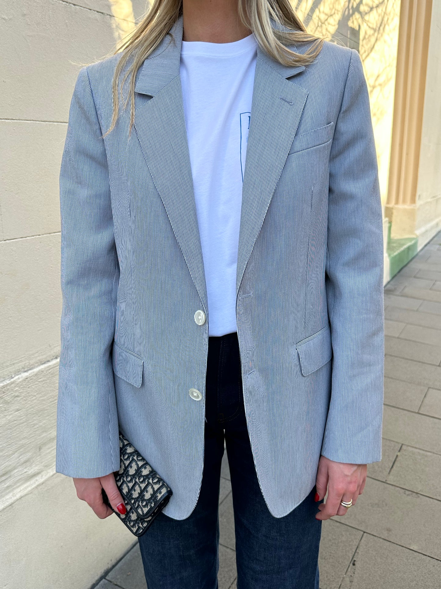 Celine Blue and White Stripe Jacket Size 38