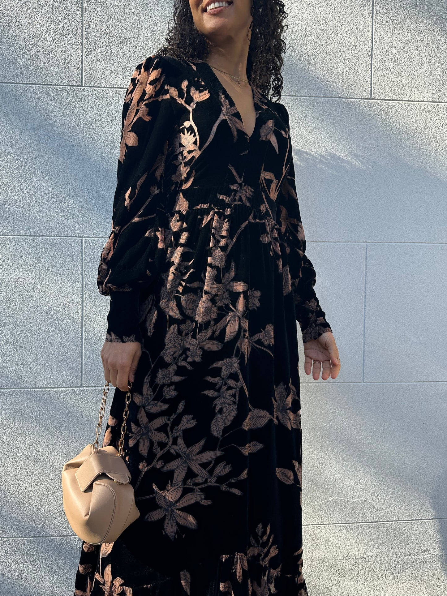 OUD Brown/Black Floral Long Dress Size S