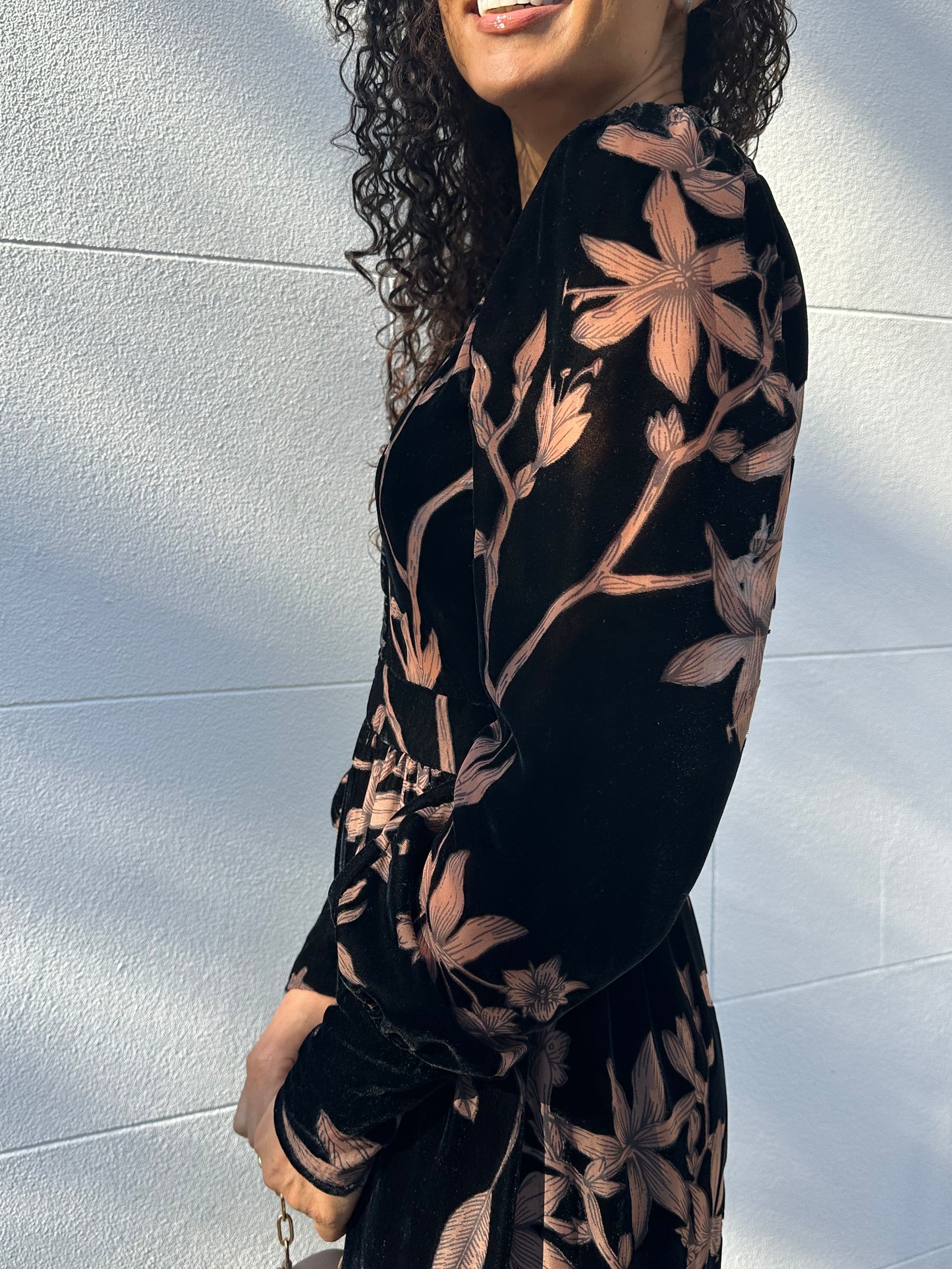 OUD Brown/Black Floral Long Dress Size S