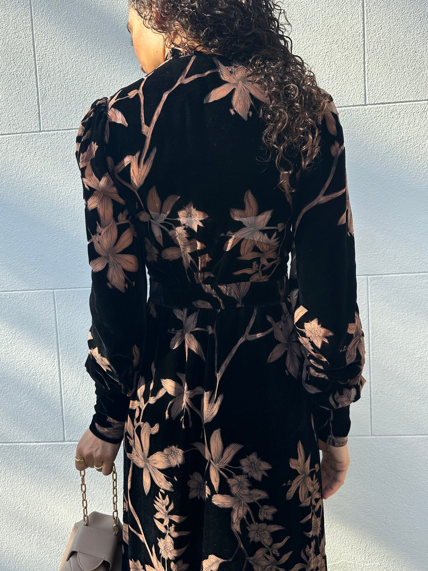 OUD Brown/Black Floral Long Dress Size S