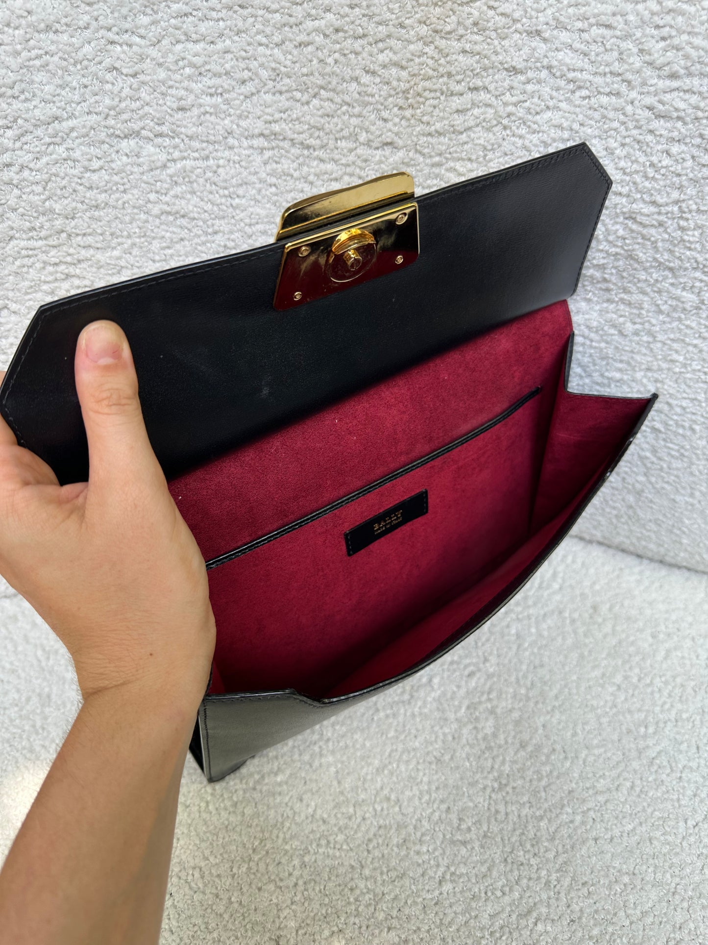 Bally Black Leather Clutch Bag