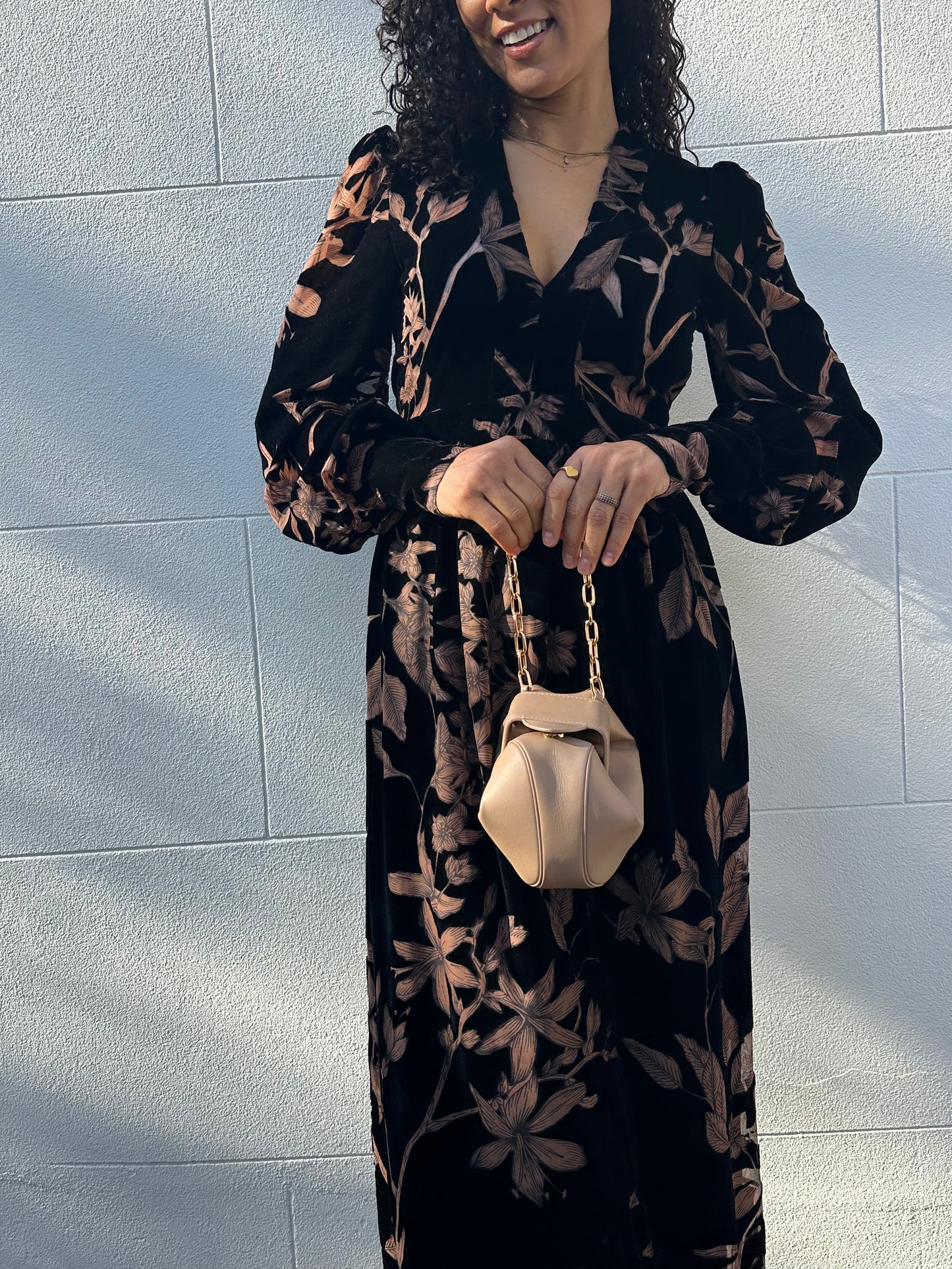 OUD Brown/Black Floral Long Dress Size S