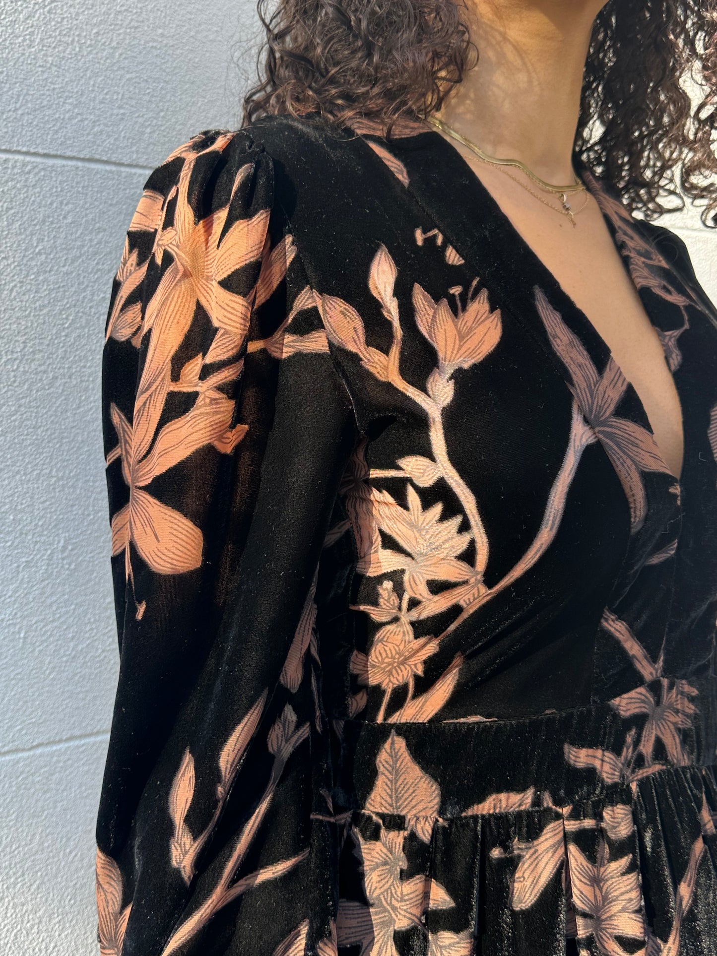 OUD Brown/Black Floral Long Dress Size S