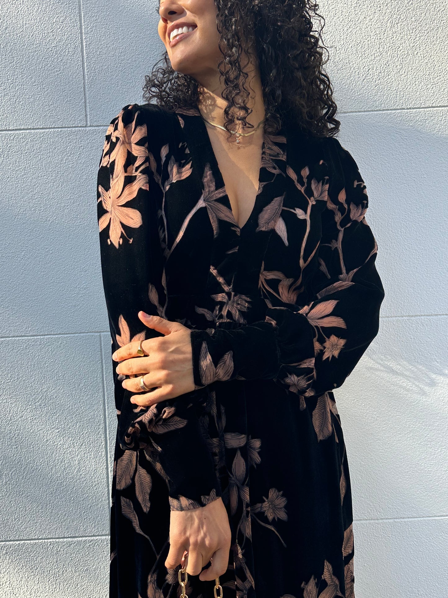 OUD Brown/Black Floral Long Dress Size S