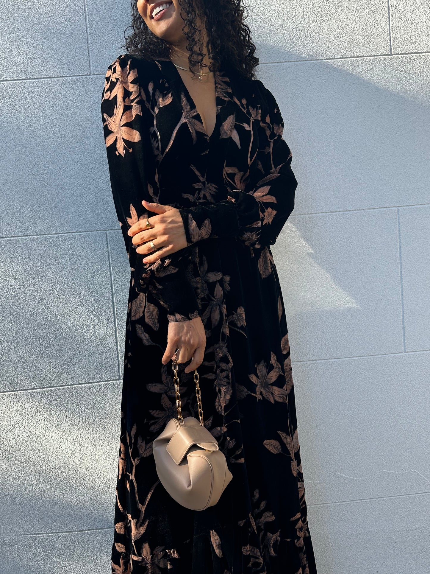 OUD Brown/Black Floral Long Dress Size S