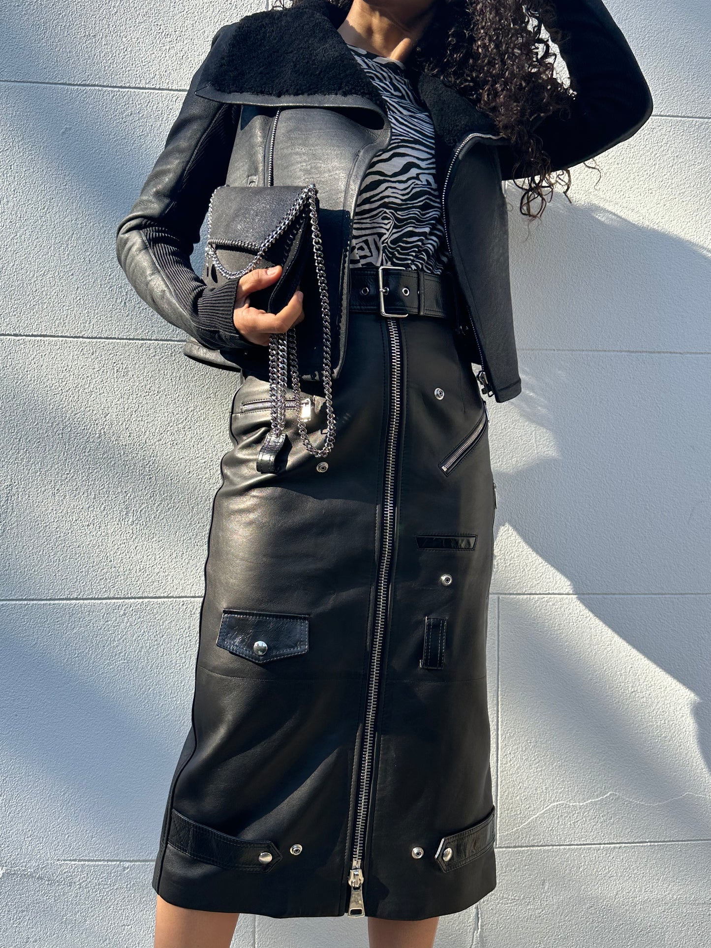 Alexander McQueen Black Leather Skirt Size 40