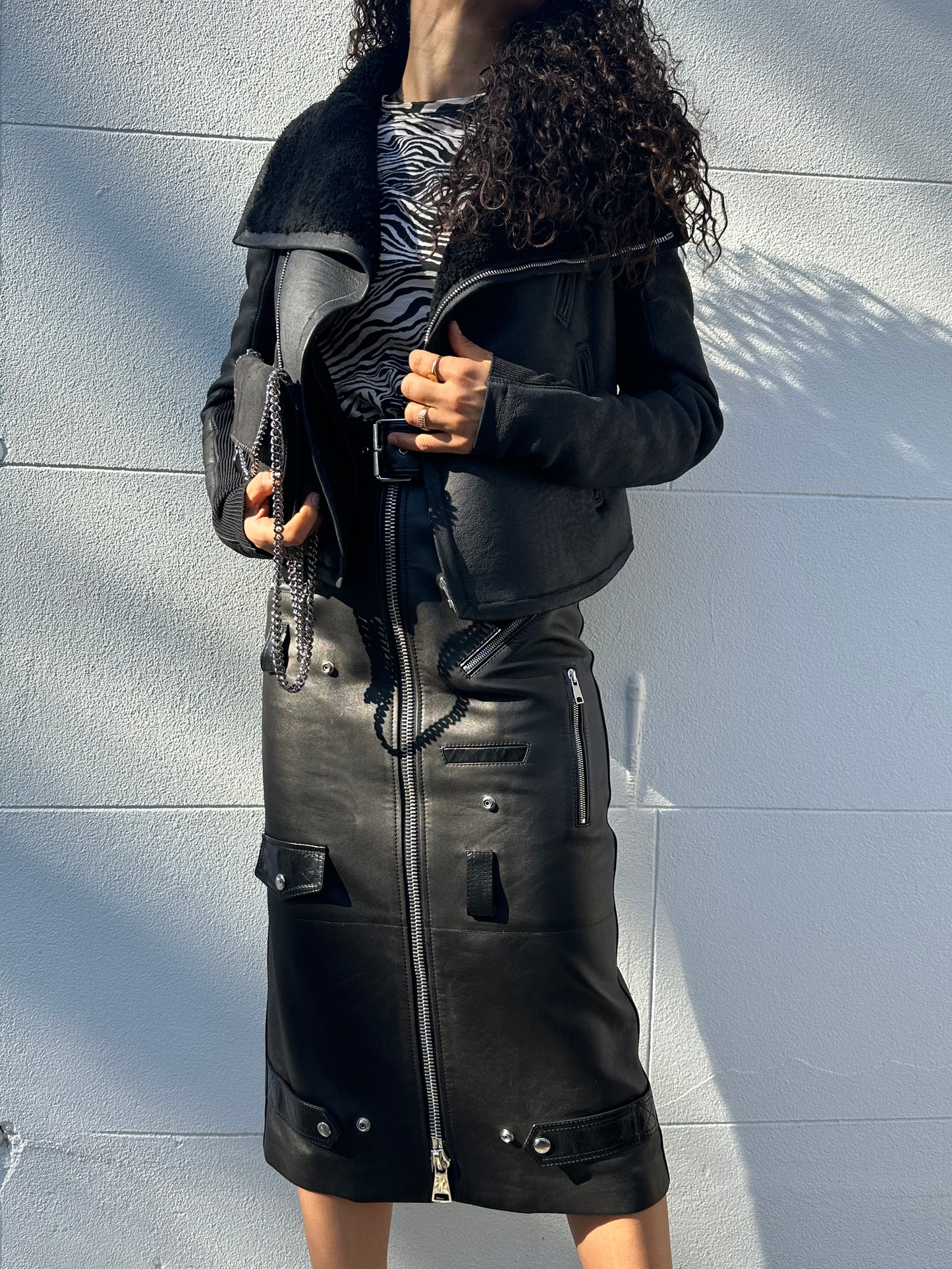 Rick Owen Black Shearling Jacket Size 10