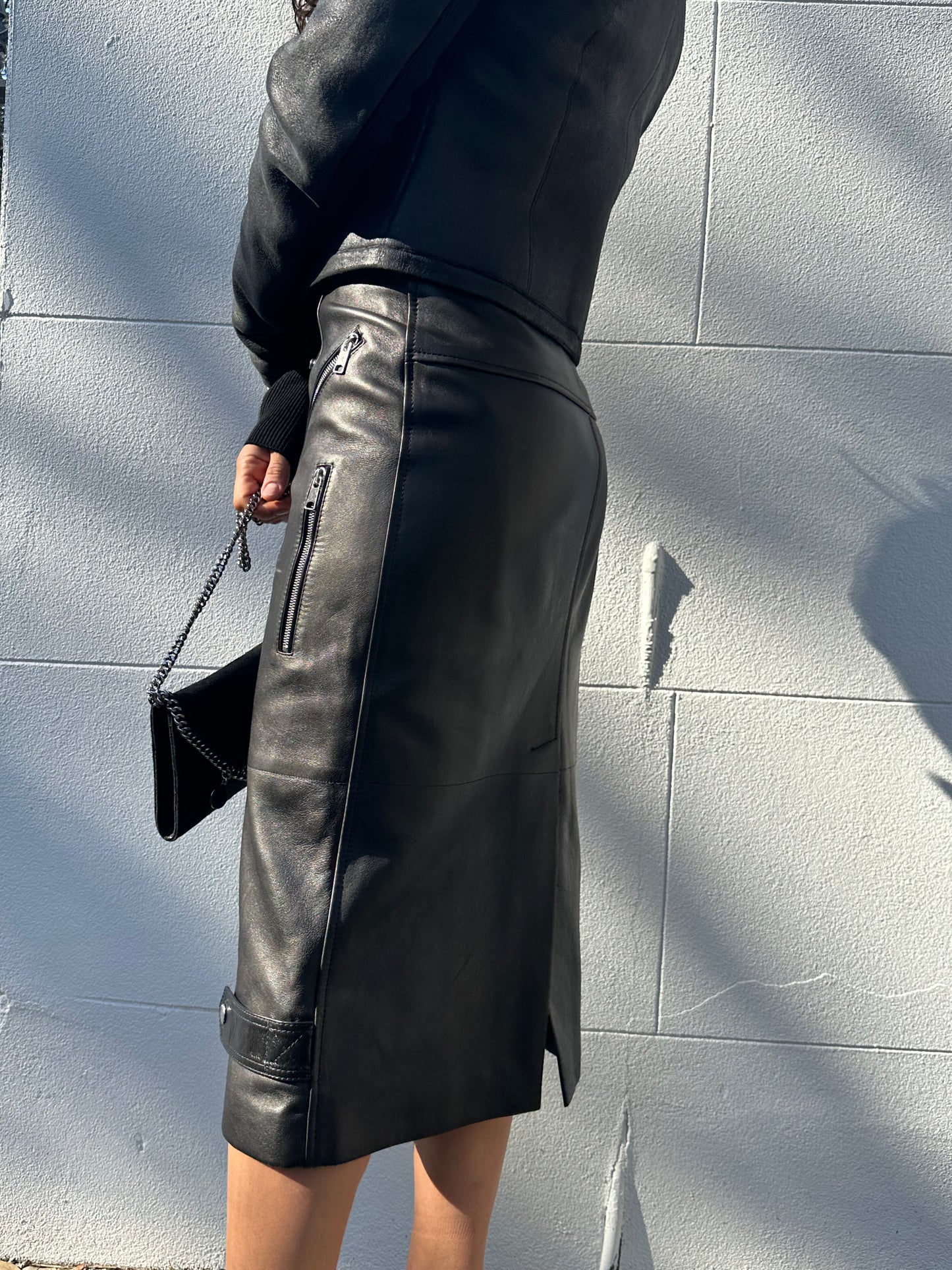 Alexander McQueen Black Leather Skirt Size 40