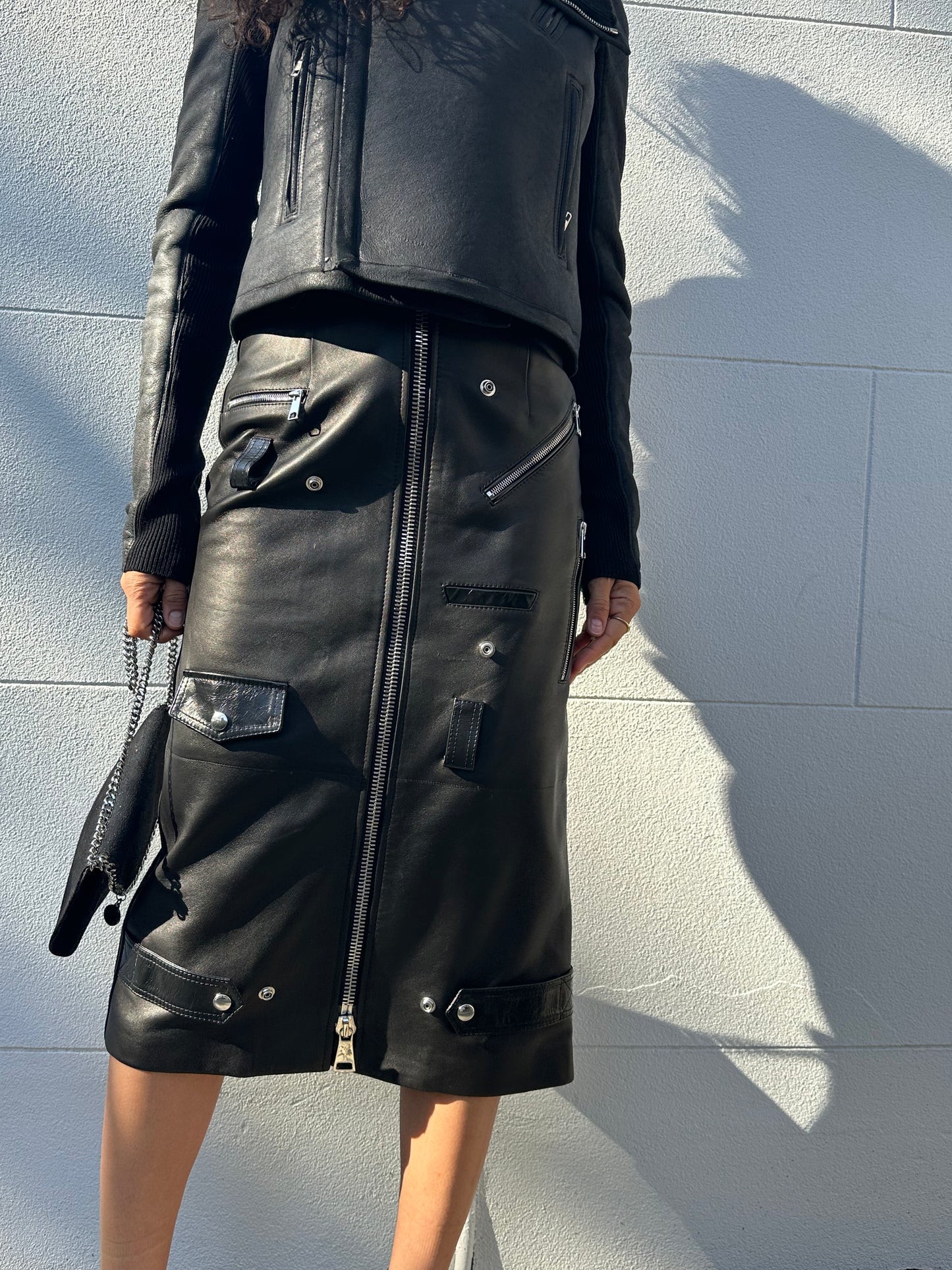 Alexander McQueen Black Leather Skirt Size 40