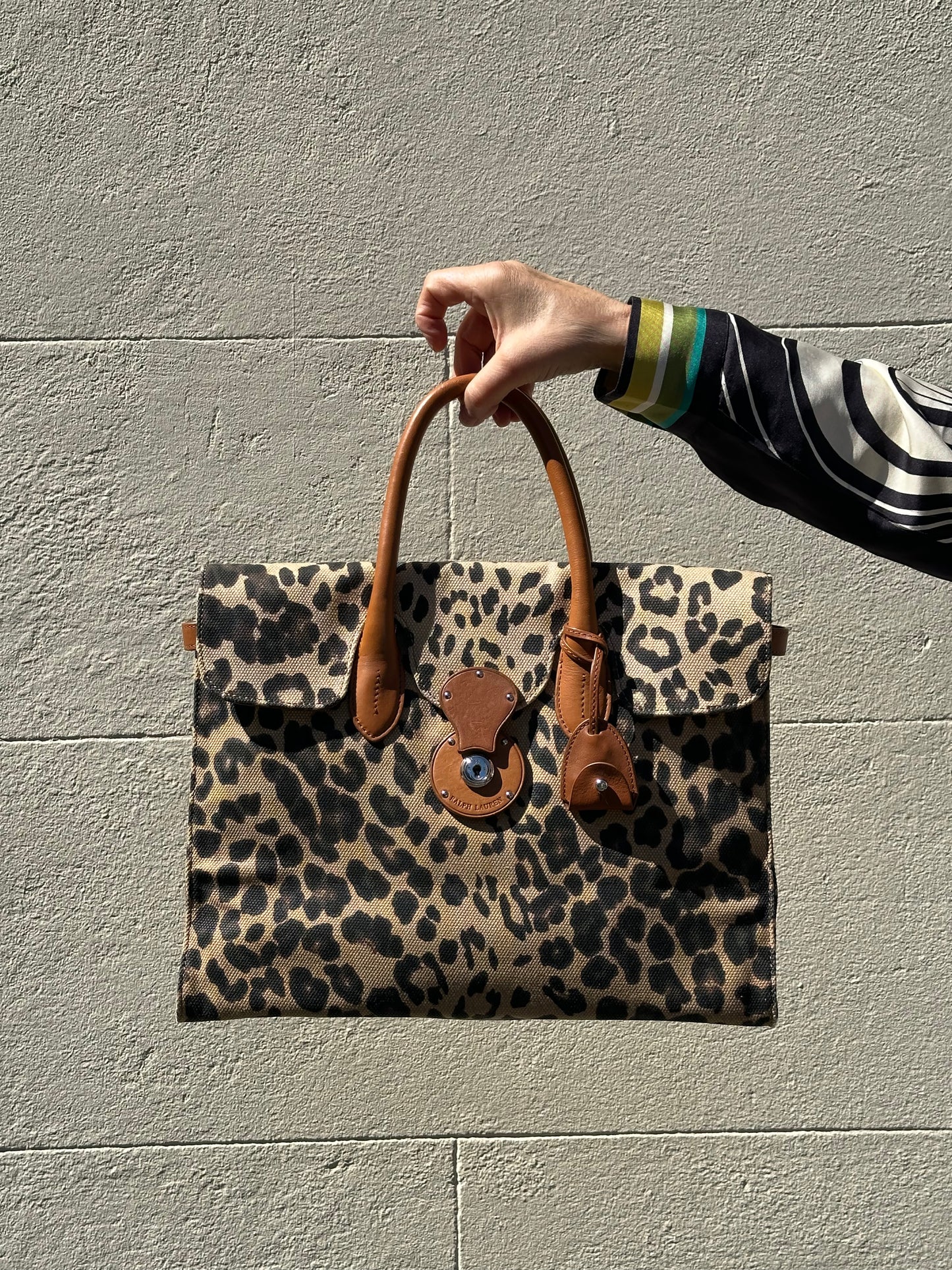 Ralph Lauren Leather Trim Canvas Tote